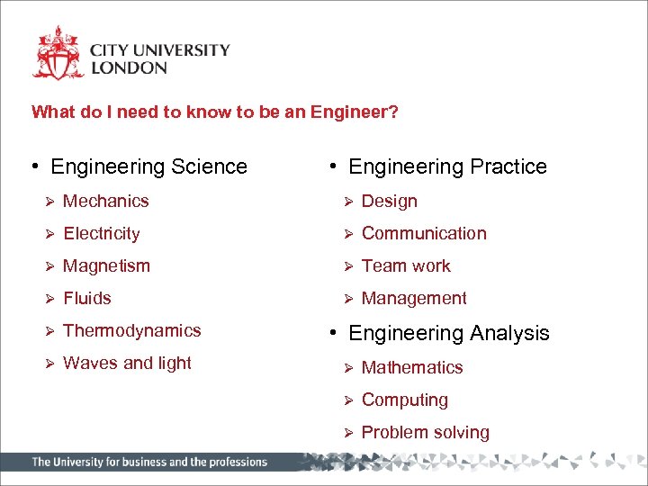 What do I need to know to be an Engineer? • Engineering Science •