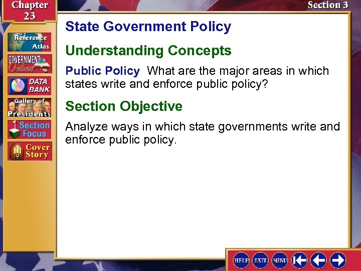 State Government Policy Understanding Concepts Public Policy What are the major areas in which