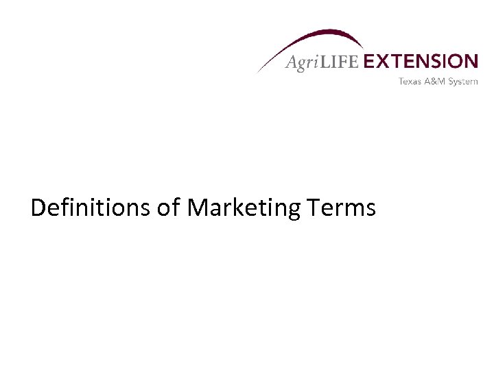 Definitions of Marketing Terms 