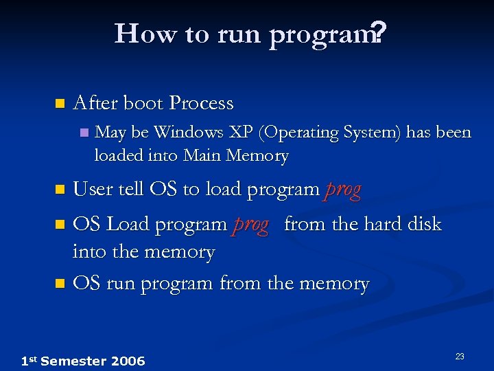 How to run program ? n After boot Process n n May be Windows