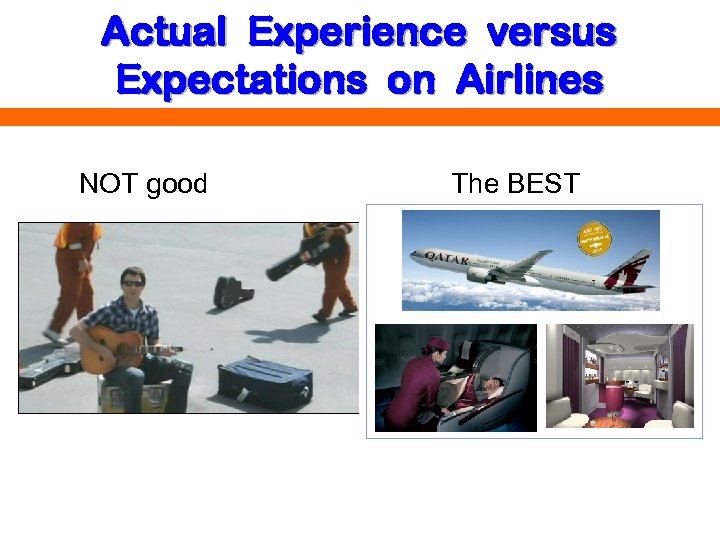 Actual Experience versus Expectations on Airlines NOT good The BEST 