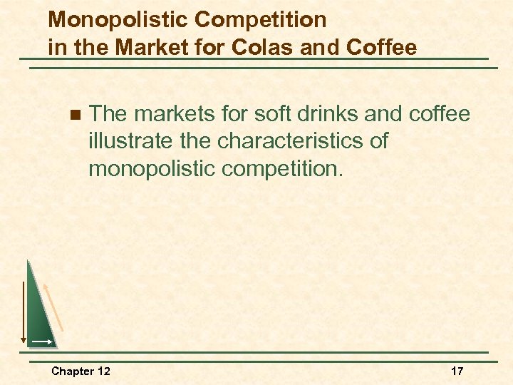 Monopolistic Competition in the Market for Colas and Coffee n The markets for soft