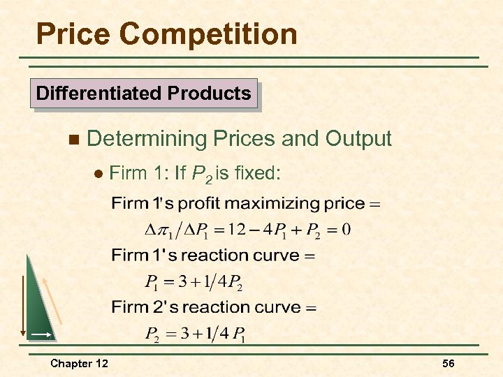 Price Competition Differentiated Products n Determining Prices and Output l Chapter 12 Firm 1: