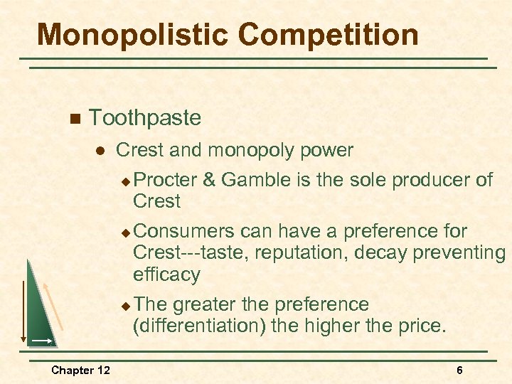 Monopolistic Competition n Toothpaste l Crest and monopoly power Procter & Gamble is the