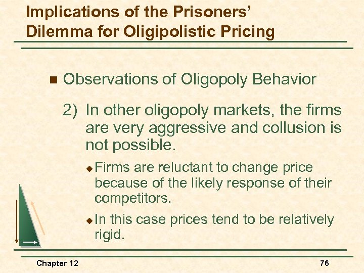 Implications of the Prisoners’ Dilemma for Oligipolistic Pricing n Observations of Oligopoly Behavior 2)