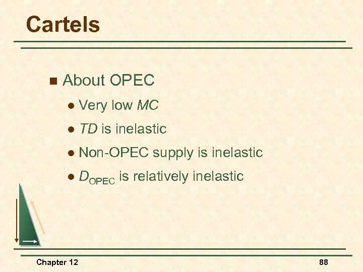 Cartels n About OPEC l Very low MC l TD is inelastic l Non-OPEC