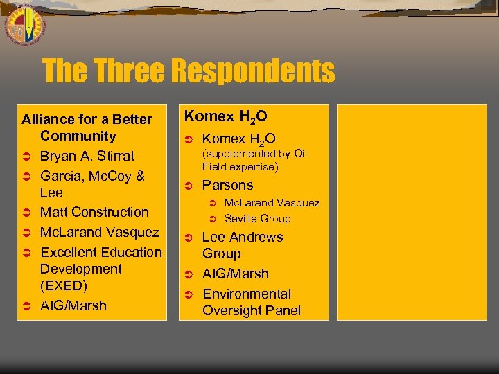 The Three Respondents Alliance for a Better Community Ü Bryan A. Stirrat Ü Garcia,