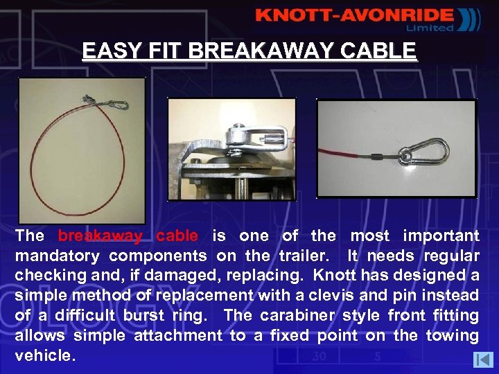 EASY FIT BREAKAWAY CABLE The breakaway cable is one of the most important mandatory