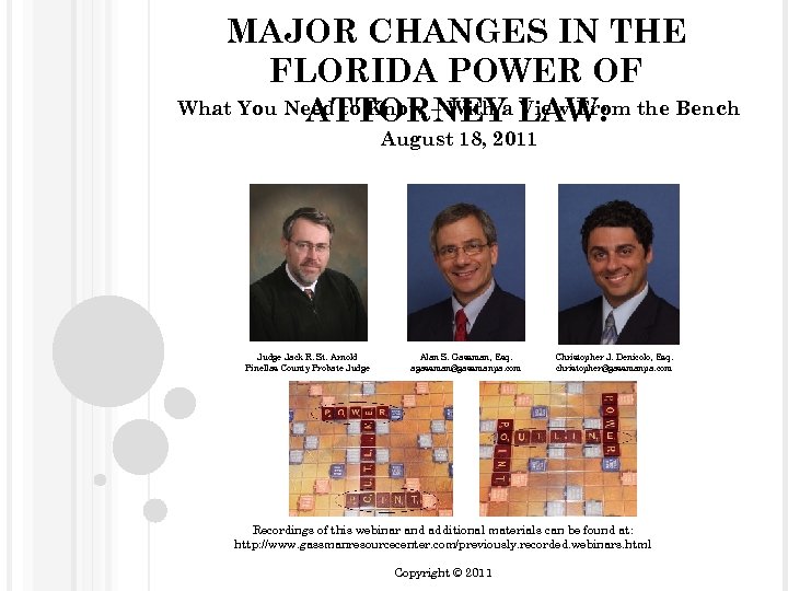 MAJOR CHANGES IN THE FLORIDA POWER OF What You Need to Know – With