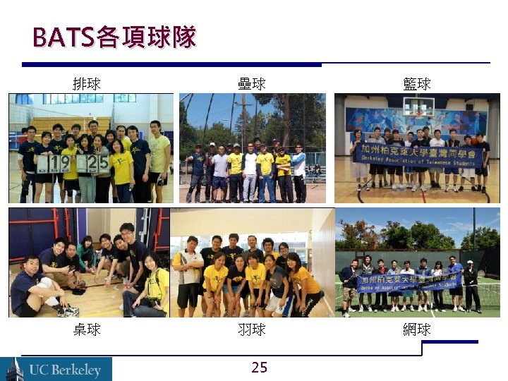 BATS各項球隊 排球 壘球 籃球 桌球 羽球 網球 25 