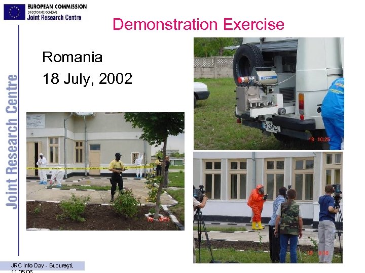 Demonstration Exercise Romania 18 July, 2002 JRC Info Day - Bucureşti, 