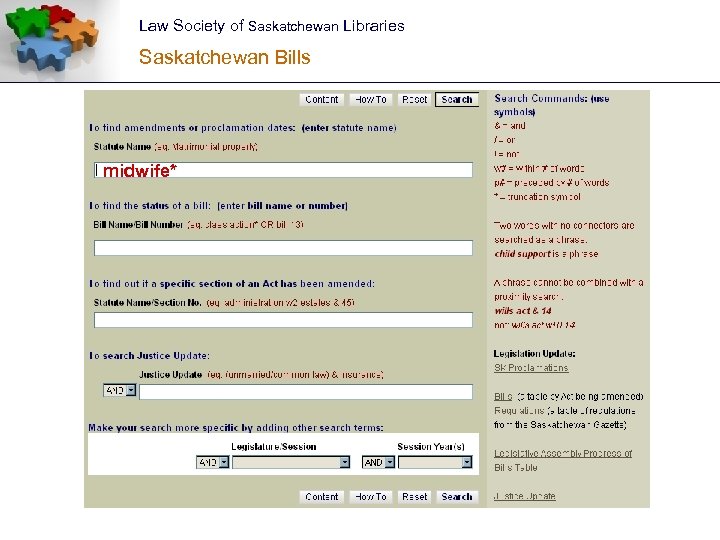 Law Society of Saskatchewan Libraries Saskatchewan Bills midwife* 