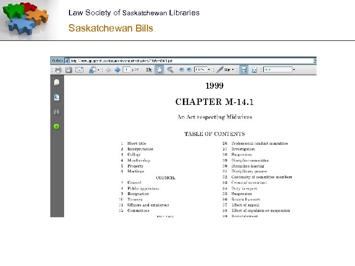 Law Society of Saskatchewan Libraries Saskatchewan Bills 