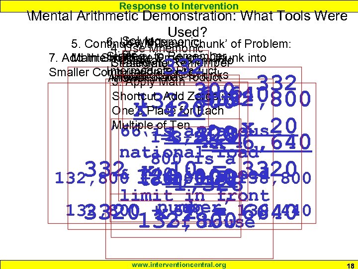 Response to Intervention Mental Arithmetic Demonstration: What Tools Were Used? Solving 6. Use Mnemonic