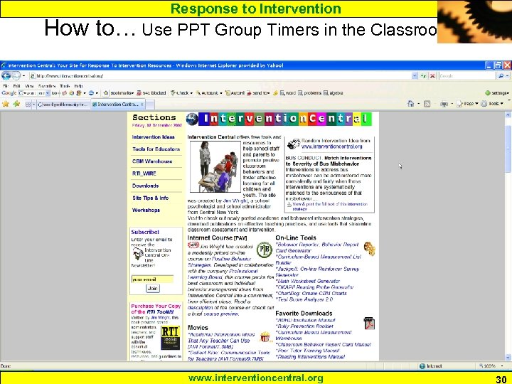 Response to Intervention How to… Use PPT Group Timers in the Classroom www. interventioncentral.