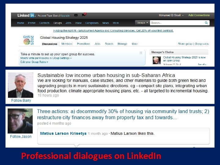 Professional dialogues on Linked. In 