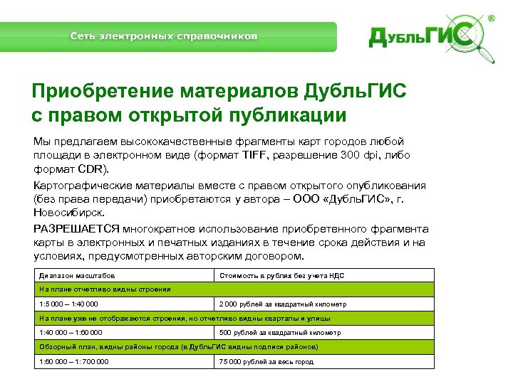 Приобретение материалов Дубль. ГИС с правом открытой публикации Мы предлагаем высококачественные фрагменты карт городов