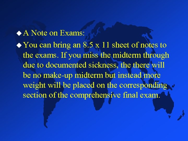 u. A Note on Exams: u You can bring an 8. 5 x 11