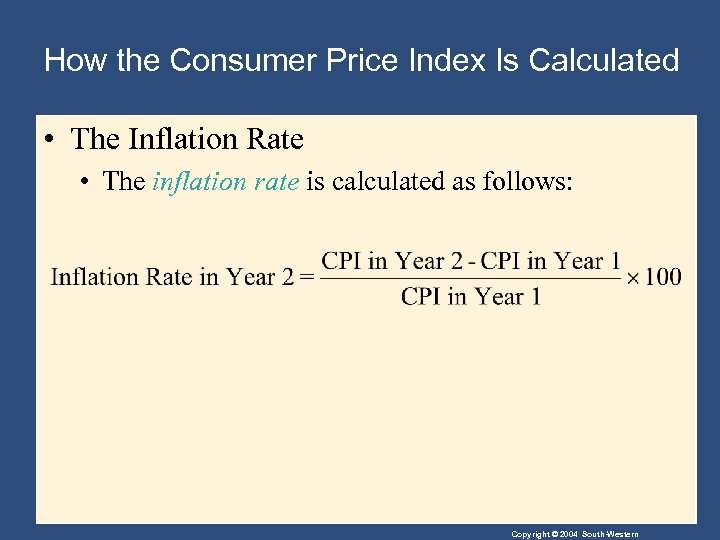 How the Consumer Price Index Is Calculated • The Inflation Rate • The inflation
