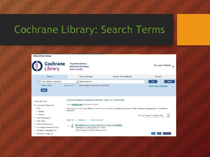 Cochrane Library: Search Terms 