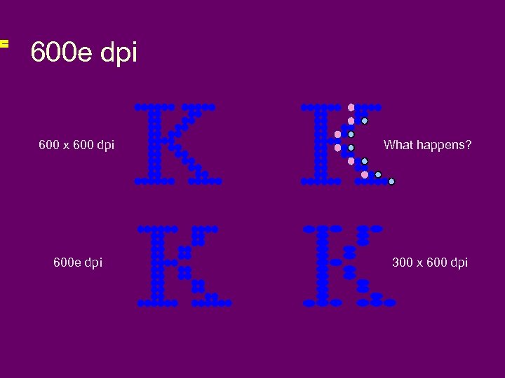 600 e dpi 600 x 600 dpi What happens? 600 e dpi 300 x
