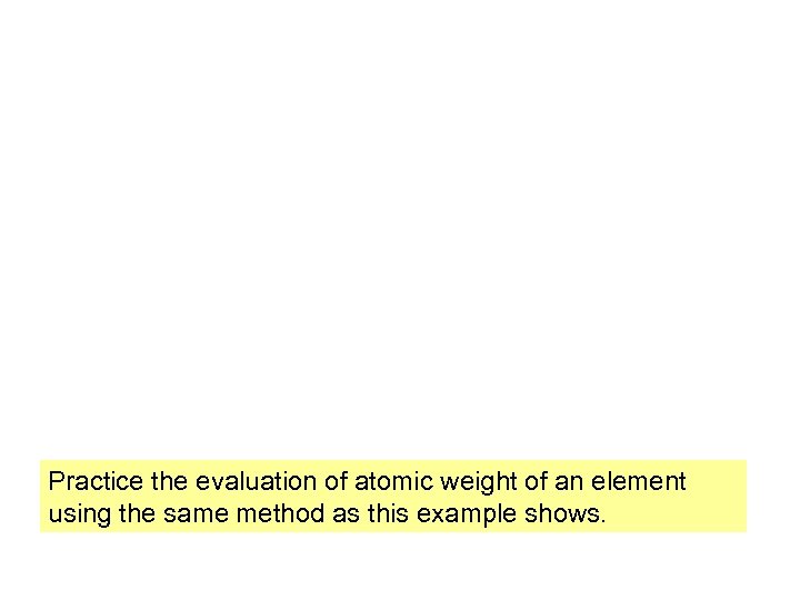Practice the evaluation of atomic weight of an element using the same method as