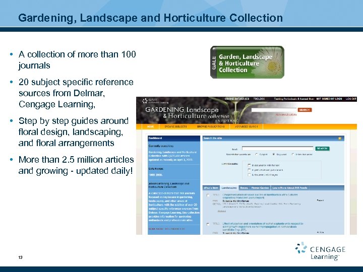 Gardening, Landscape and Horticulture Collection • A collection of more than 100 journals •
