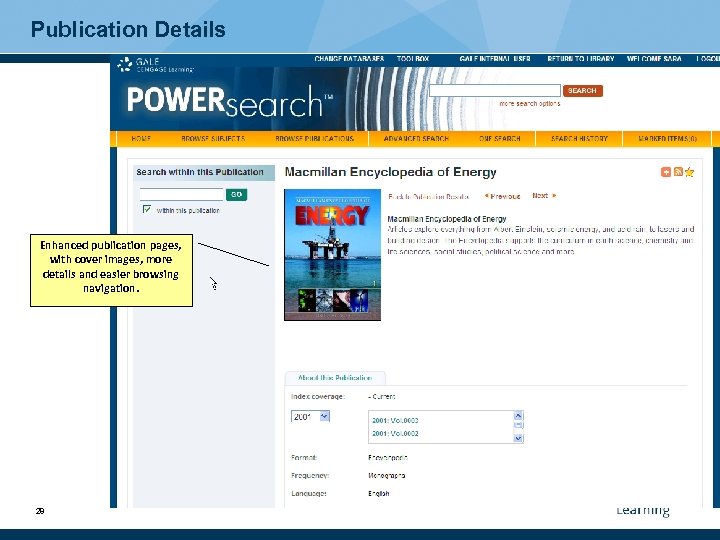 Publication Details Enhanced publication pages, with cover images, more details and easier browsing navigation.