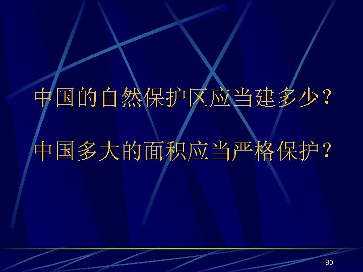 中国的自然保护区应当建多少？ 中国多大的面积应当严格保护？ 80 