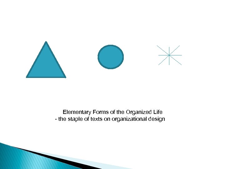  Elementary Forms of the Organized Life - the staple of texts on organizational