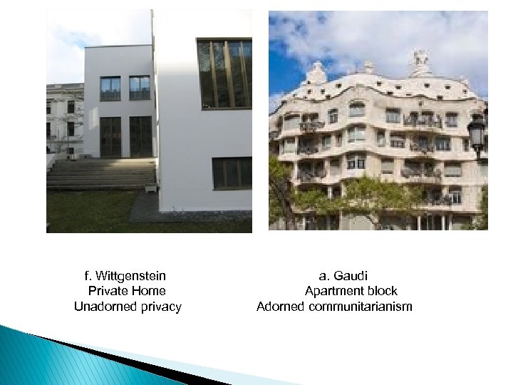  f. Wittgenstein a. Gaudi Private Home Apartment block Unadorned privacy Adorned communitarianism 