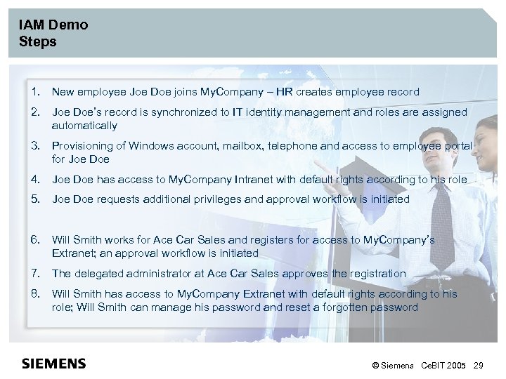 IAM Demo Steps 1. New employee Joe Doe joins My. Company – HR creates