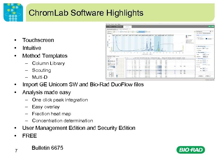 Chrom. Lab Software Highlights • • • Touchscreen Intuitive Method Templates – Column Library