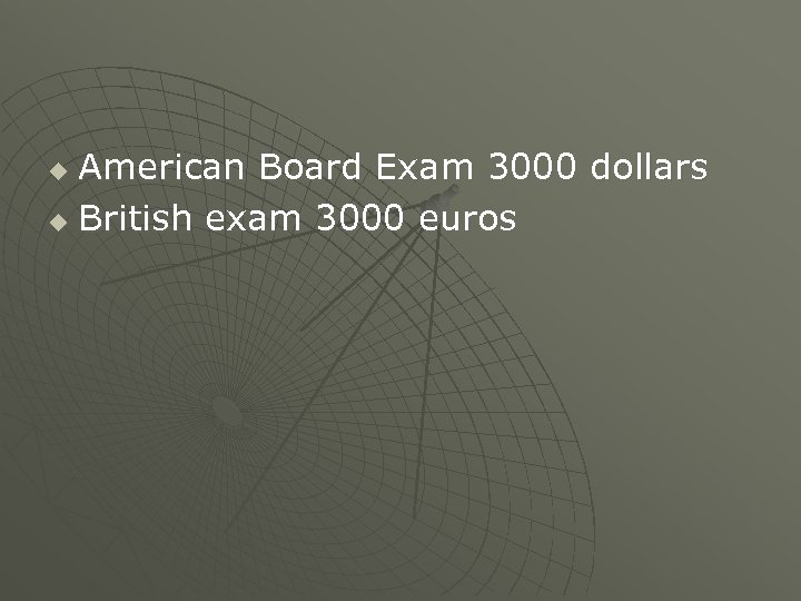 American Board Exam 3000 dollars u British exam 3000 euros u 