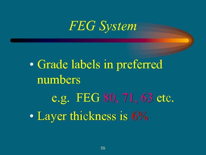 FEG System • Grade labels in preferred numbers e. g. FEG 80, 71, 63