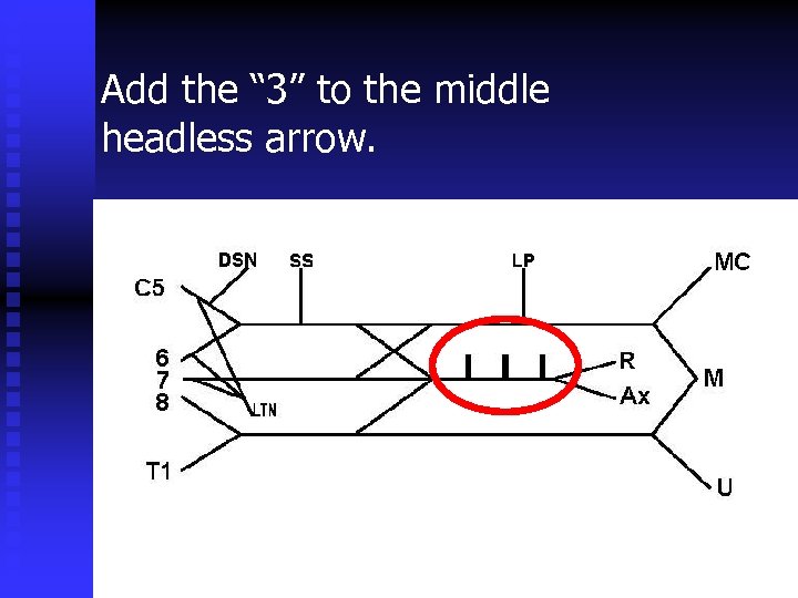 Add the “ 3” to the middle headless arrow. 