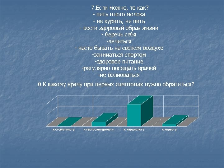  7. Если можно, то как? пить много молока не курить, не пить вести