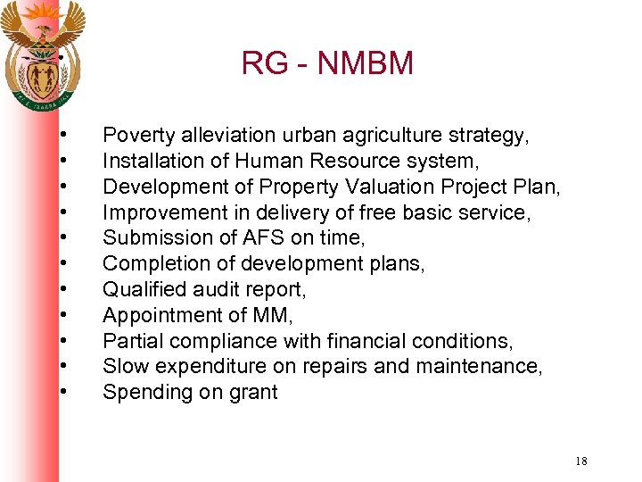 RG - NMBM • • • Poverty alleviation urban agriculture strategy, Installation of Human