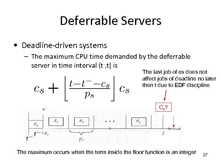 Deferrable Servers • Deadline-driven systems – The maximum CPU time demanded by the deferrable