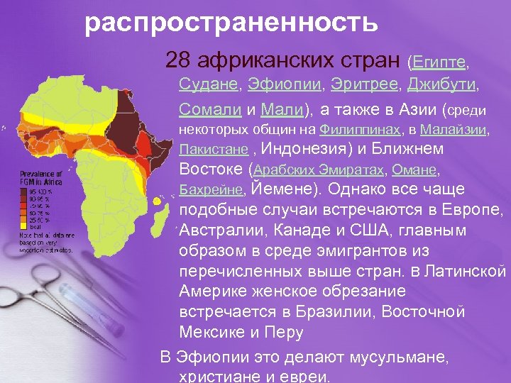 распространенность 28 африканских стран (Египте, Судане, Эфиопии, Эритрее, Джибути, Сомали и Мали), а также