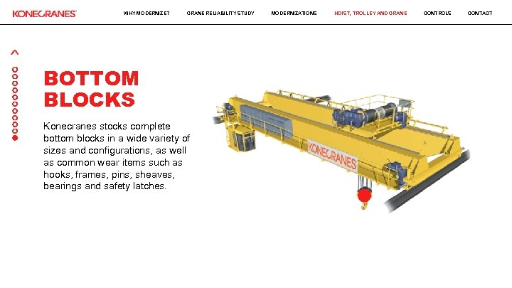 WHY MODERNIZE? CRANE RELIABILITY STUDY BOTTOM BLOCKS Konecranes stocks complete bottom blocks in a