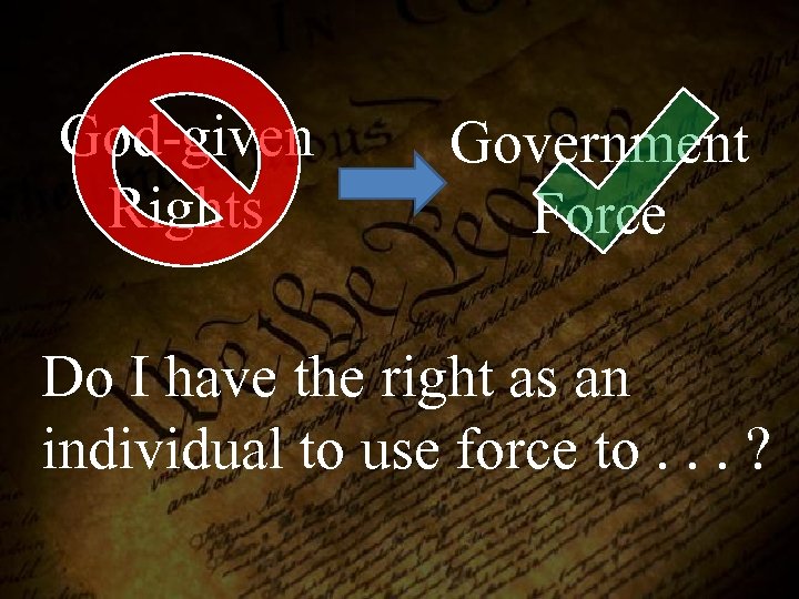 God-given Rights Government Force Do I have the right as an individual to use
