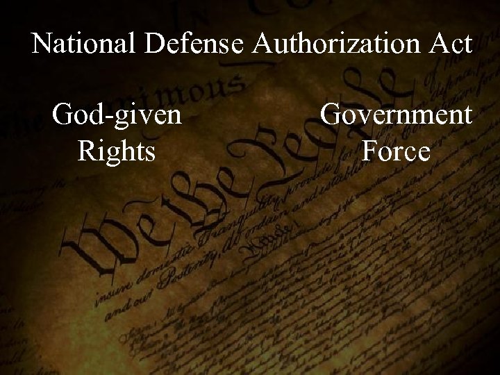 National Defense Authorization Act God-given Rights Government Force 