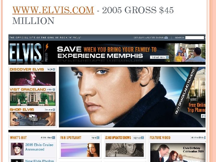WWW. ELVIS. COM - 2005 GROSS $45 MILLION 