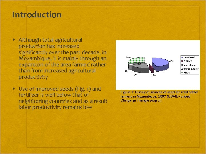 Introduction Although total agricultural production has increased significantly over the past decade, in Mozambique,