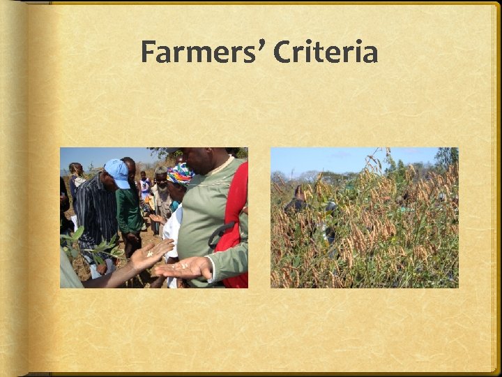 Farmers’ Criteria 