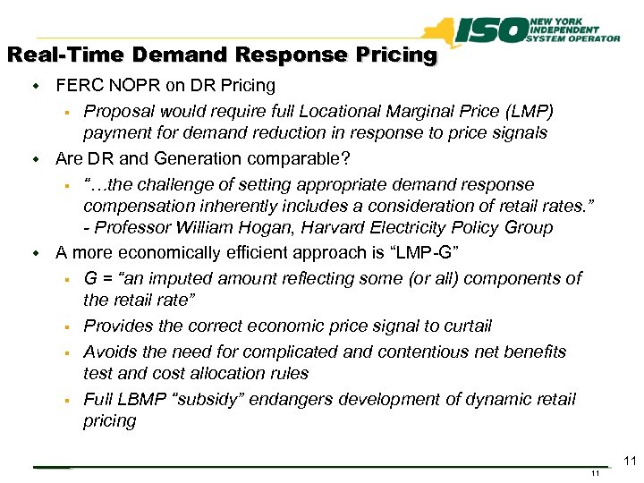 Real-Time Demand Response Pricing w FERC NOPR on DR Pricing Proposal would require full