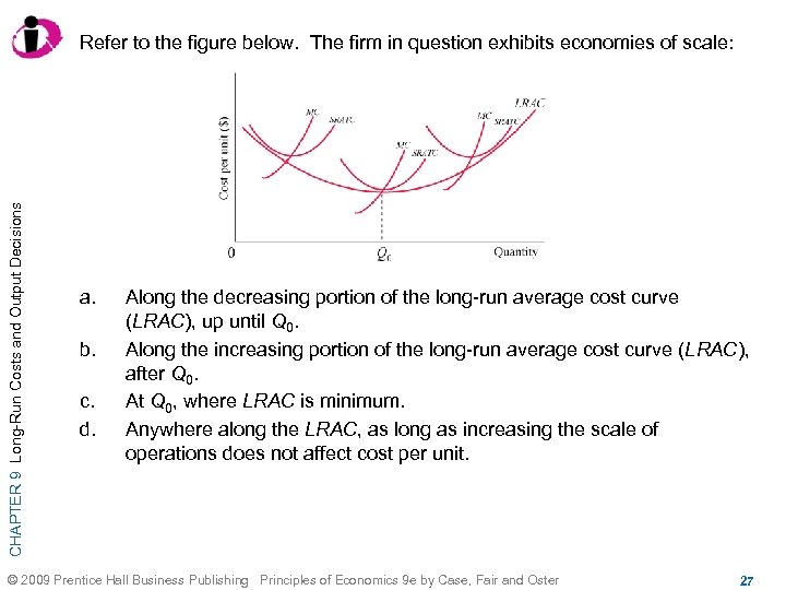 CHAPTER 9 Long-Run Costs and Output Decisions Refer to the figure below. The firm