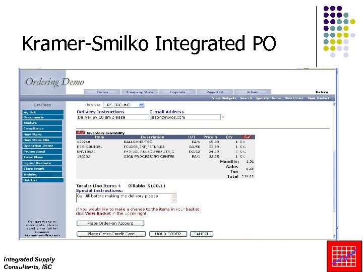 Kramer-Smilko Integrated PO Integrated Supply Consultants, ISC 