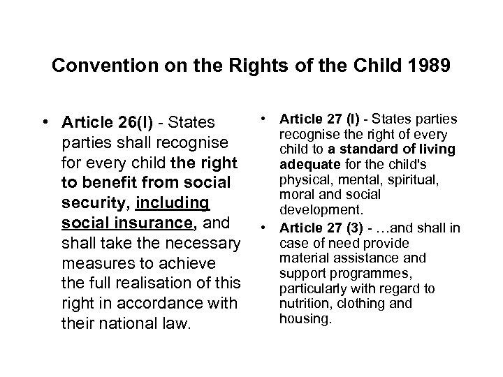 Convention on the Rights of the Child 1989 • Article 27 (I) - States